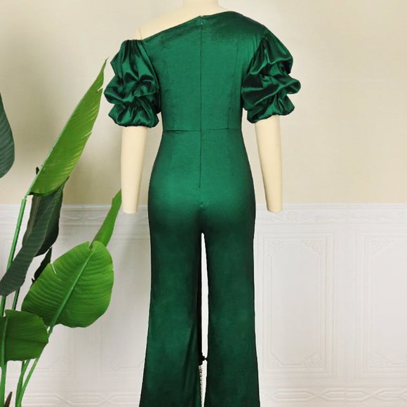 Solid Shiny Slim Elegant Summer Fashion Jumpsuit - Picture 4 of 6
